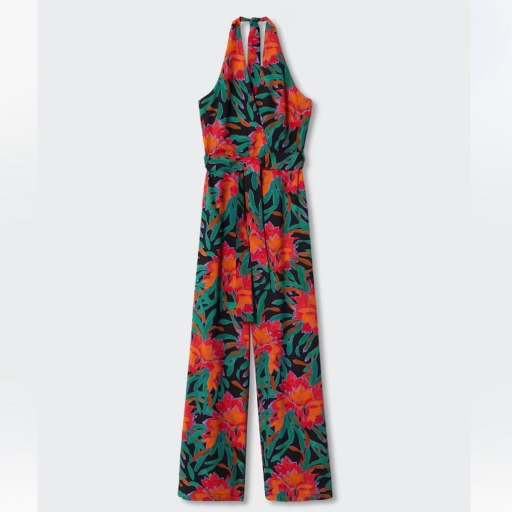 NWT Mango Floral Print Halter Jumpsuit, Small